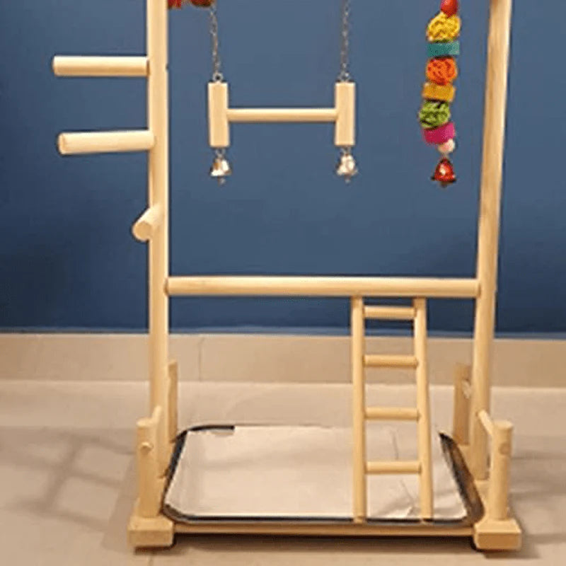 YZJC 3 Tier Parrots Playground,Natural Wooden Bird Playstand Perch Gym Play Stand Parakeet Ladders with Feeder Cups and Toys Exercise Play 36.5 Cm X 23 Cm X 57 Cm Animals & Pet Supplies > Pet Supplies > Bird Supplies > Bird Gyms & Playstands YZJC   