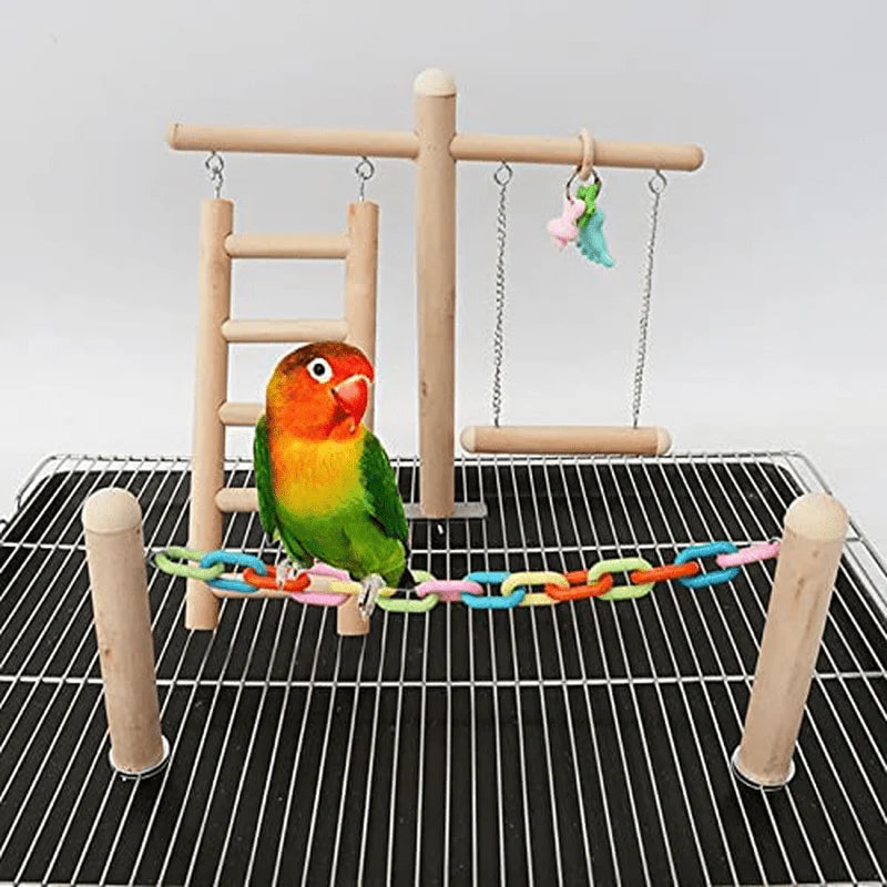 YZJC Bird Playground Parrot Playstand Play Gym Stand ，Bird Cage Stand Play Gym Wood Perch Playground Parrot Climbing Ladder Chewing Chain Swing for Lovebirds Activity Center Animals & Pet Supplies > Pet Supplies > Bird Supplies > Bird Gyms & Playstands YZJC   