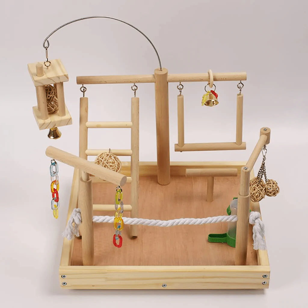 YZJC Bird Playstand Play Gym Stand,Small Parrot Stand Playground,Natural Color Solid Wood Ladder Swing for Tiger Skin Peony Starling Bird Stand Animals & Pet Supplies > Pet Supplies > Bird Supplies > Bird Gyms & Playstands YZJC   