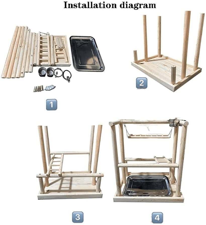 YZJC Parrot Bird Playground for Conures Cockatiel Parakeets Play Stand Gym Area Large Small Playpen Lift Activity Center Parrot Birdcage Cage Cockatoo Play Natural Wood with Feeder Cups Toys Ladder Animals & Pet Supplies > Pet Supplies > Bird Supplies > Bird Gyms & Playstands YZJC   