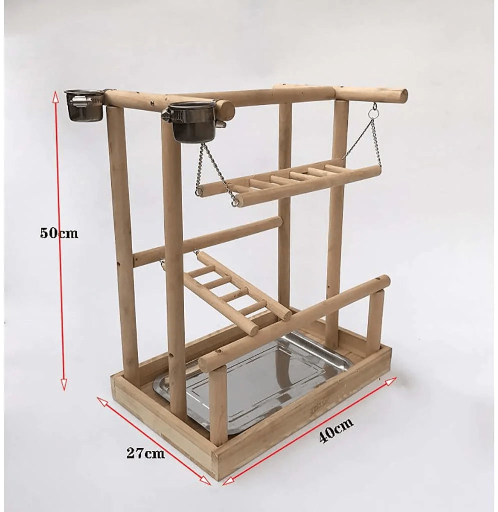 YZJC Parrot Bird Playground for Conures Cockatiel Parakeets Play Stand Gym Area Large Small Playpen Lift Activity Center Parrot Birdcage Cage Cockatoo Play Natural Wood with Feeder Cups Toys Ladder Animals & Pet Supplies > Pet Supplies > Bird Supplies > Bird Gyms & Playstands YZJC   