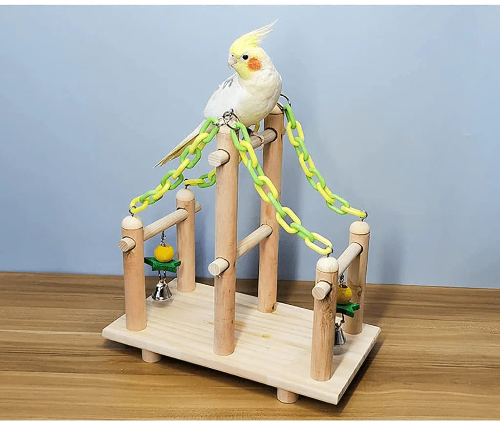 YZJC Parrot Playstand Bird Playground,Portable Funny Wooden Parrot Bird Perch Stand Play Gym for Cockatiels Conures African Greys Parakeets Finch Love Birds 16X30X28Cm Animals & Pet Supplies > Pet Supplies > Bird Supplies > Bird Gyms & Playstands YZJC   