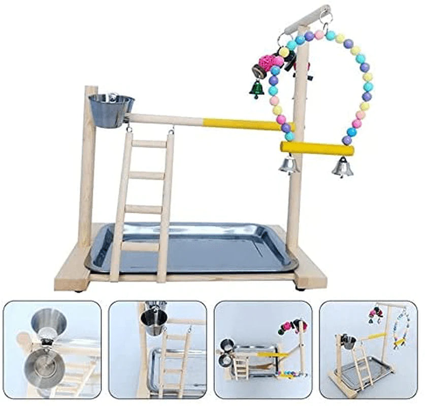 YZJC Parrots Playground Pet Training Stand Bird Playstand Play Gym Parakeet Playpen Ladder with Feeder Cup Bird Toys Swing Chew Toy Animals & Pet Supplies > Pet Supplies > Bird Supplies > Bird Gyms & Playstands YZJC   