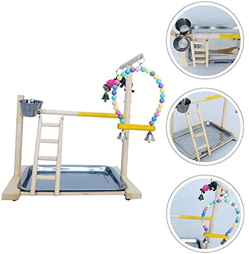 YZJC Parrots Playground Pet Training Stand Bird Playstand Play Gym Parakeet Playpen Ladder with Feeder Cup Bird Toys Swing Chew Toy Animals & Pet Supplies > Pet Supplies > Bird Supplies > Bird Gyms & Playstands YZJC   