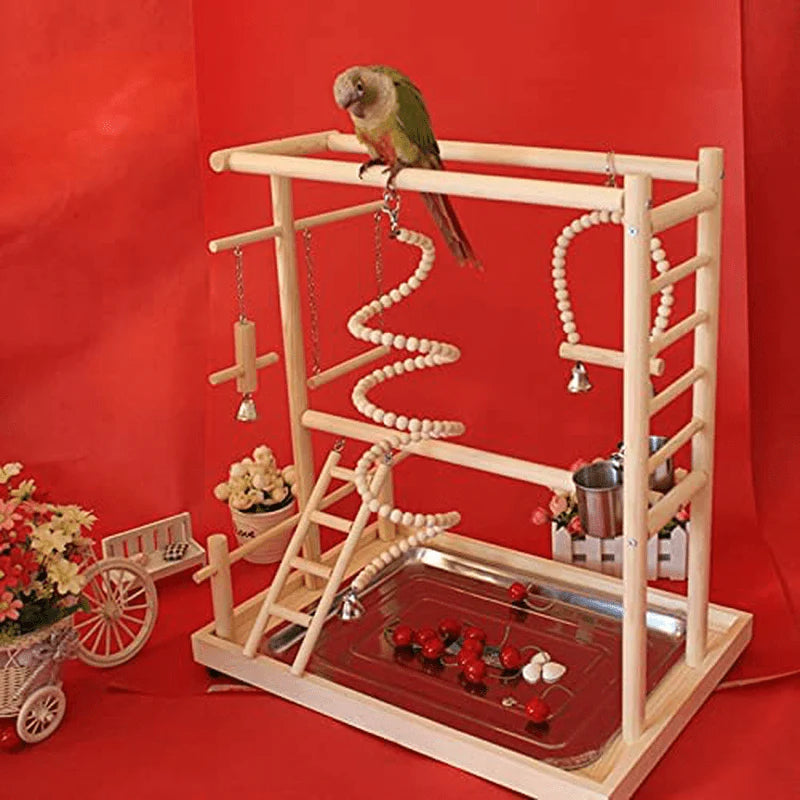 YZJC Parrots Playground with Nest ，Bird Play Gym Wood Perch Stand Climb Ladders Swing Chewing Toys with Feeding Cups Exercise Activity Center(Include a Tray) 503348Cm Animals & Pet Supplies > Pet Supplies > Bird Supplies > Bird Gyms & Playstands YZJC   