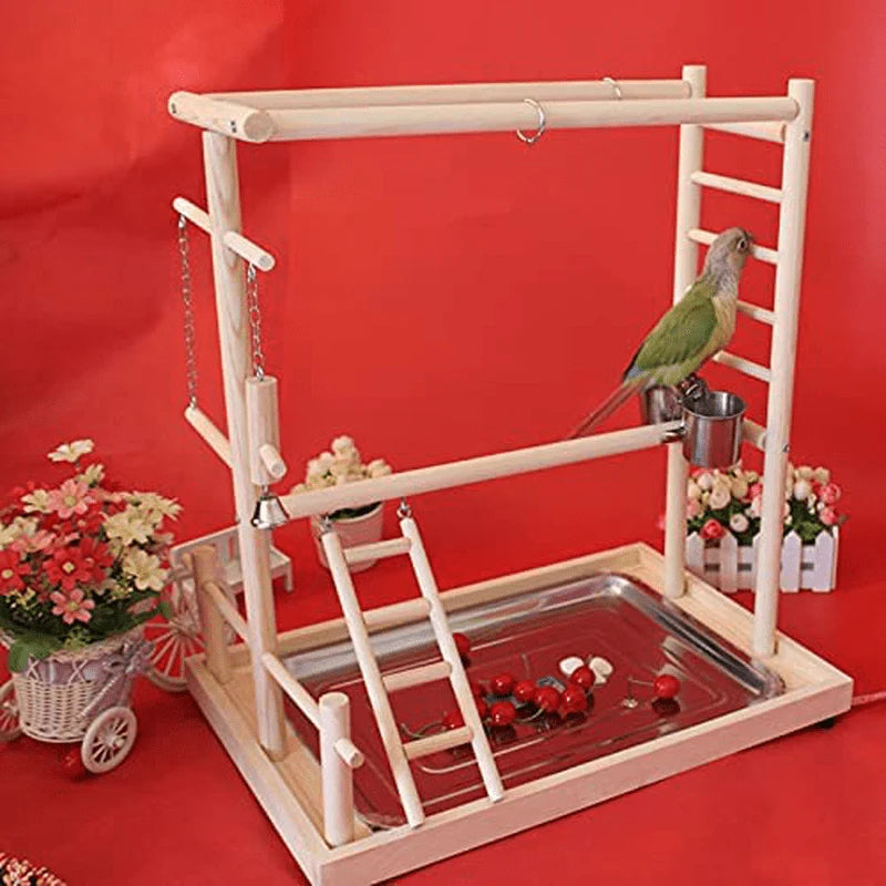 YZJC Parrots Playground with Nest ，Bird Play Gym Wood Perch Stand Climb Ladders Swing Chewing Toys with Feeding Cups Exercise Activity Center(Include a Tray) 503348Cm Animals & Pet Supplies > Pet Supplies > Bird Supplies > Bird Gyms & Playstands YZJC   