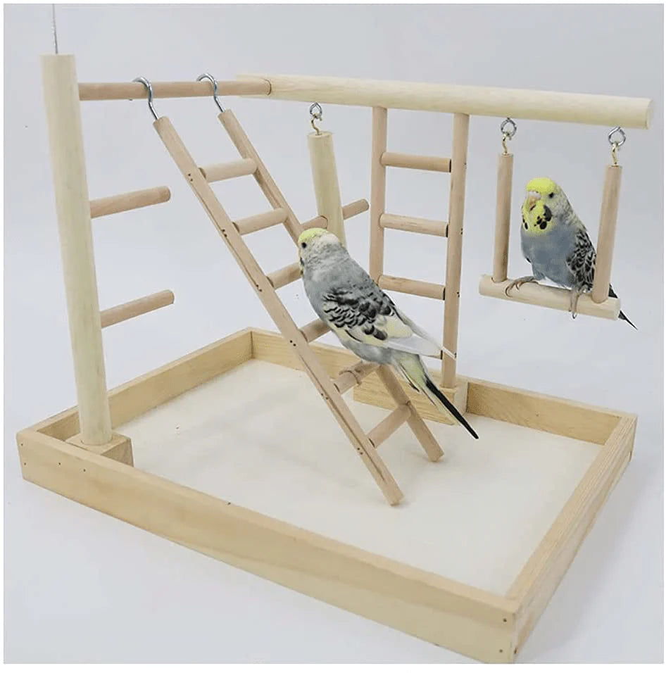 YZJC Pet Play Stand with Ladder Swing for Birds/Parrot Playstand Bird Play Stand Cockatiel Playground Wood Perch Gym Playpen Toys Exercise Play Animals & Pet Supplies > Pet Supplies > Bird Supplies > Bird Gyms & Playstands YZJC   