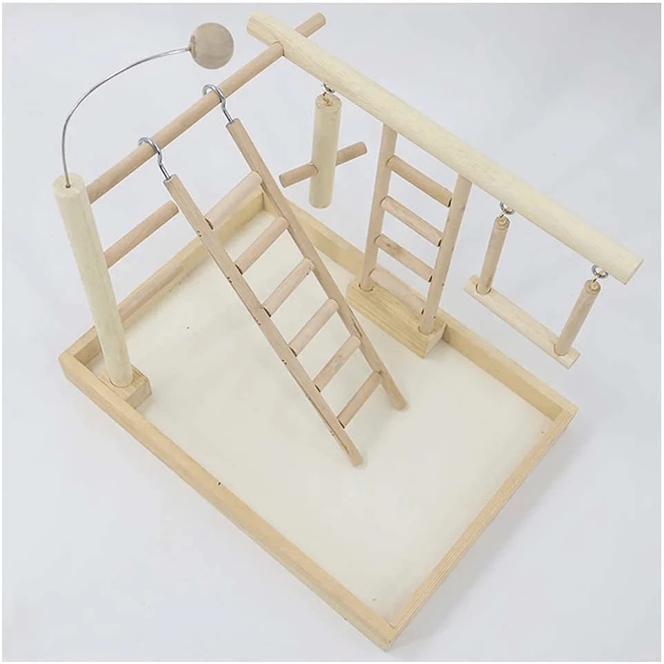 YZJC Pet Play Stand with Ladder Swing for Birds/Parrot Playstand Bird Play Stand Cockatiel Playground Wood Perch Gym Playpen Toys Exercise Play Animals & Pet Supplies > Pet Supplies > Bird Supplies > Bird Gyms & Playstands YZJC   