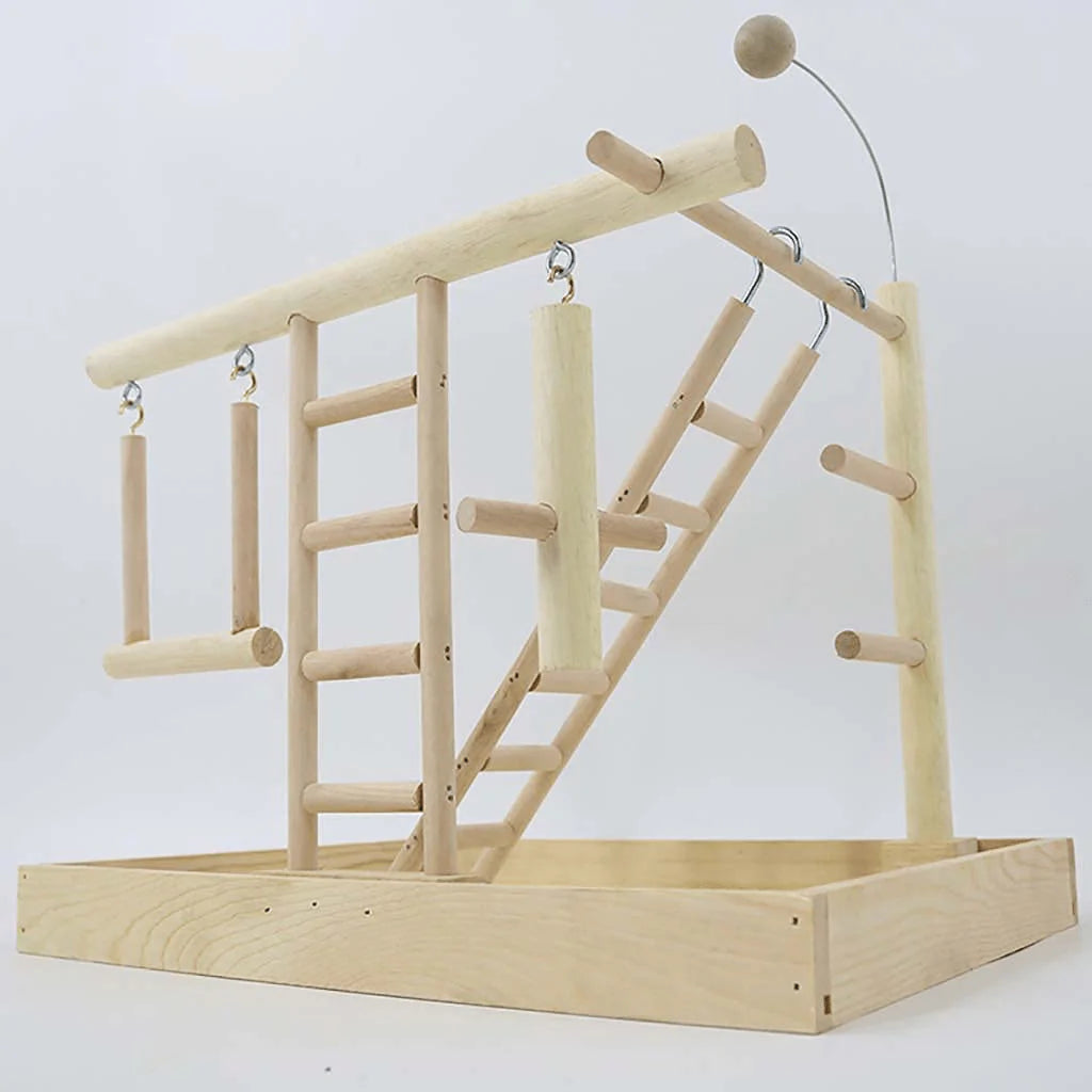 YZJC Pet Play Stand with Ladder Swing for Birds/Parrot Playstand Bird Play Stand Cockatiel Playground Wood Perch Gym Playpen Toys Exercise Play Animals & Pet Supplies > Pet Supplies > Bird Supplies > Bird Gyms & Playstands YZJC   