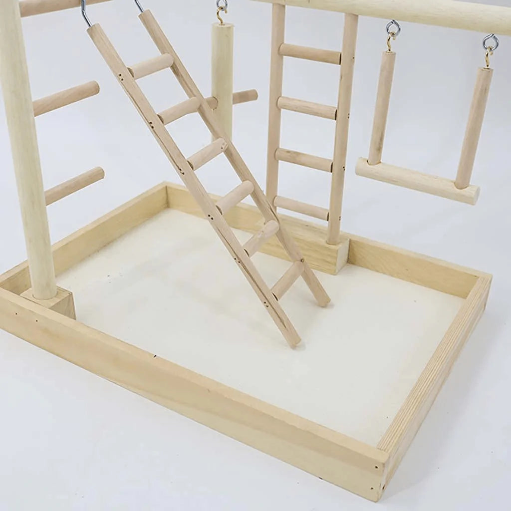 YZJC Pet Play Stand with Ladder Swing for Birds/Parrot Playstand Bird Play Stand Cockatiel Playground Wood Perch Gym Playpen Toys Exercise Play Animals & Pet Supplies > Pet Supplies > Bird Supplies > Bird Gyms & Playstands YZJC   