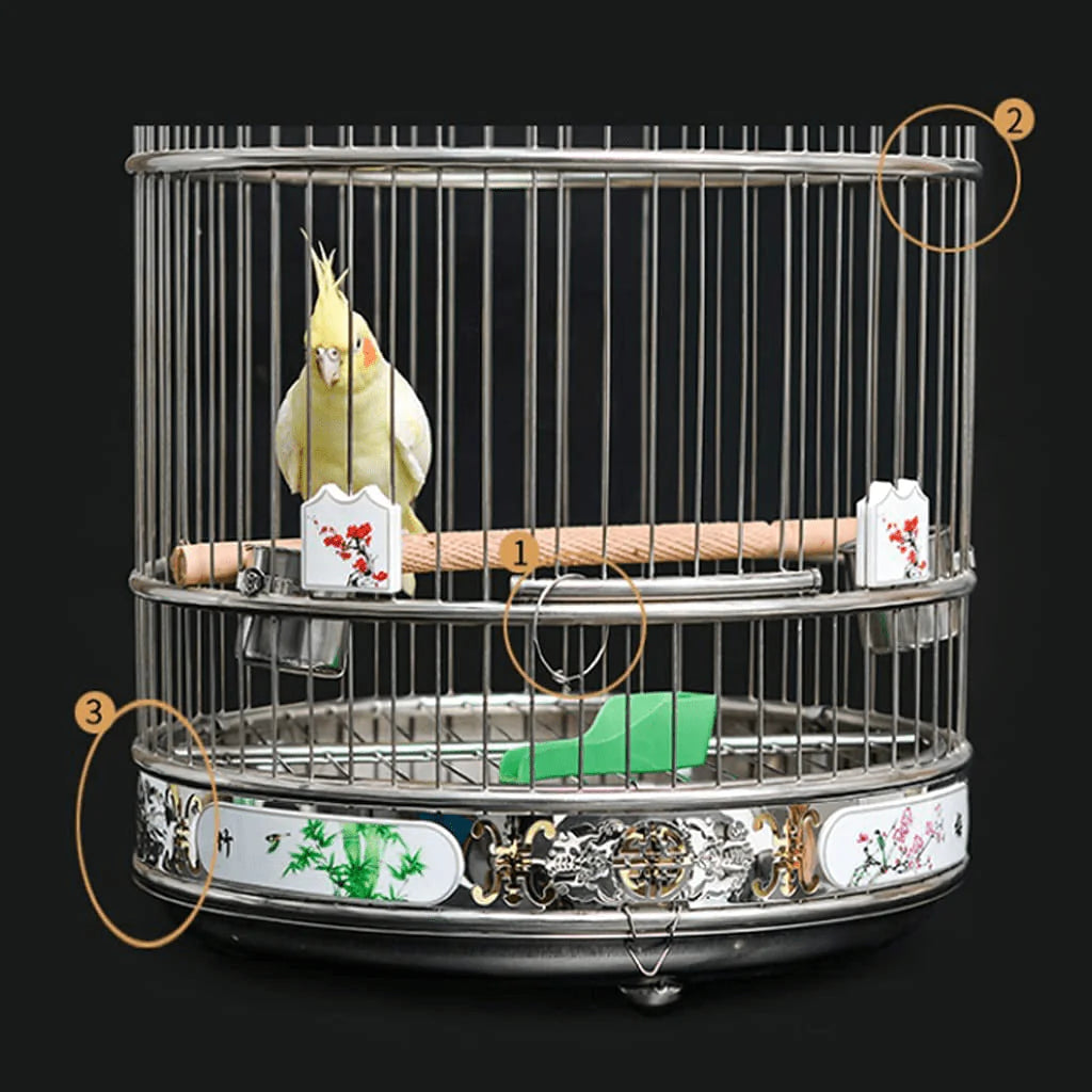 Round bird best sale cage and stand