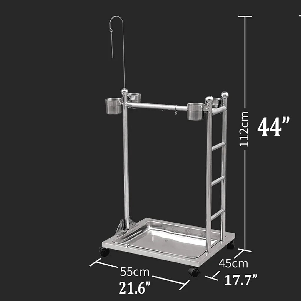 ZANZAN Birdcages Stainless Steel Parrot Play Gym Bird Playground Playstand, Bird Swing Conure Toys Table Play Stand with Food Box Tray-Silver Bird Carrier Animals & Pet Supplies > Pet Supplies > Bird Supplies > Bird Gyms & Playstands ZANZAN   