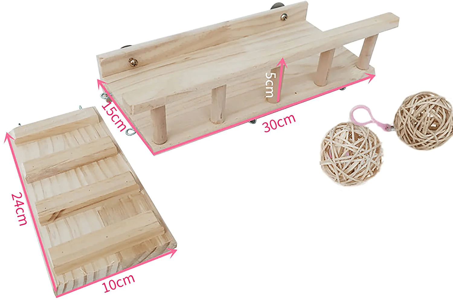 ZARYIEEO Bird Perches Cage Toys Set, Wooden Play Stand Perch for Totoro, Bunny, Squirrel, Guinea Pig, Hamster, Bird, Rat, Small Animals Play Gyms Stands with Climbing Ladder and Rattan Balls Animals & Pet Supplies > Pet Supplies > Bird Supplies > Bird Gyms & Playstands ZARYIEEO   