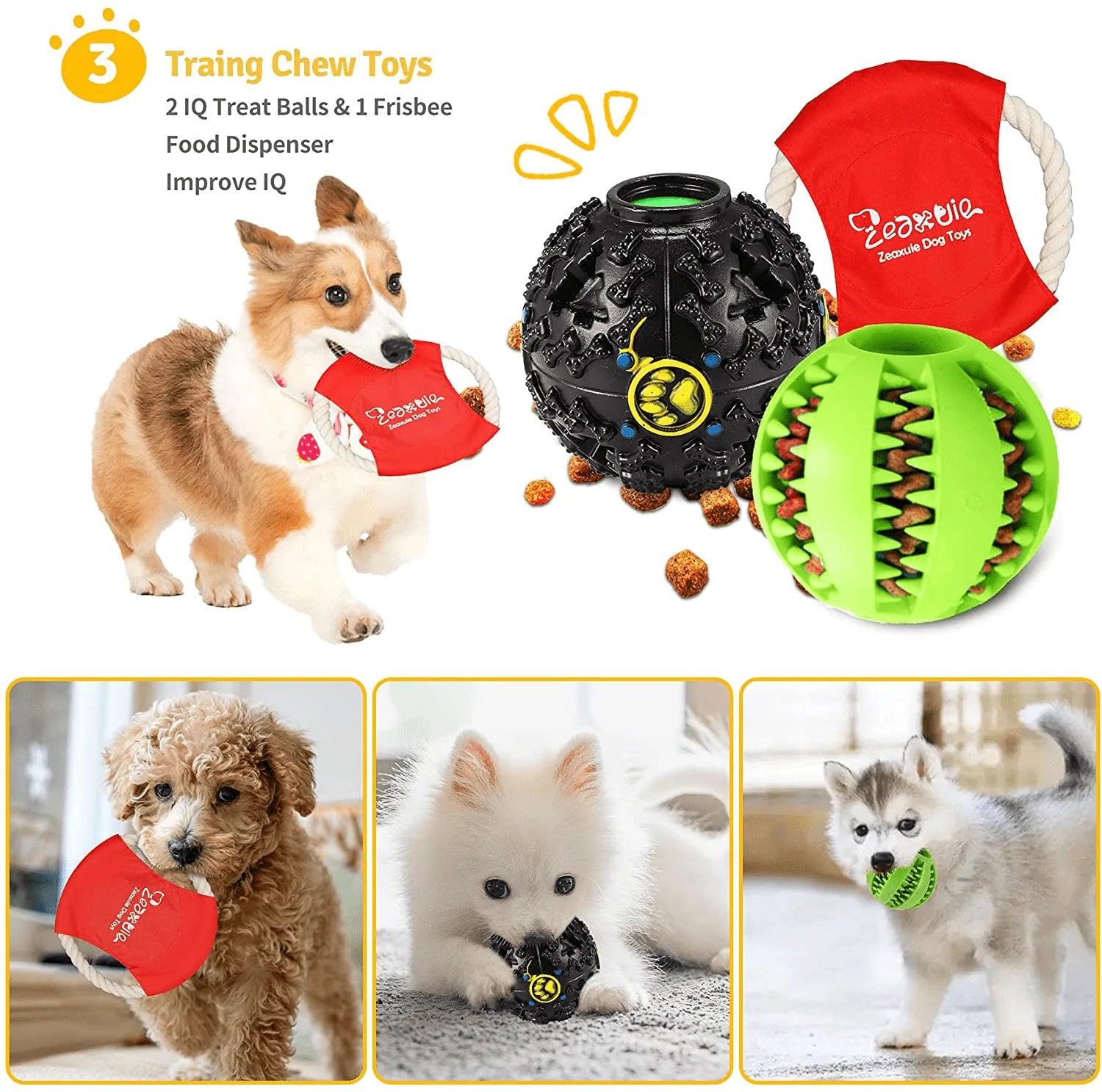 Zeaxuie 20 Pack Valued Puppy Toys for Teething Small Dogs - Puppy Chew Toys with Rope Toys, IQ Treat Balls & More Squeak Dog Chew Toys Animals & Pet Supplies > Pet Supplies > Dog Supplies > Dog Toys Zeaxuie   