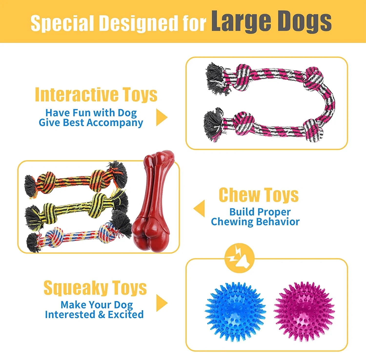 Zeaxuie Heavy Duty Dog Chew Toys for Aggressive Chewers - 9 Pack Value Set Includes Indestructible Rope Toys & Squeaky Toys for Large Breeds Animals & Pet Supplies > Pet Supplies > Dog Supplies > Dog Toys Zeaxuie   