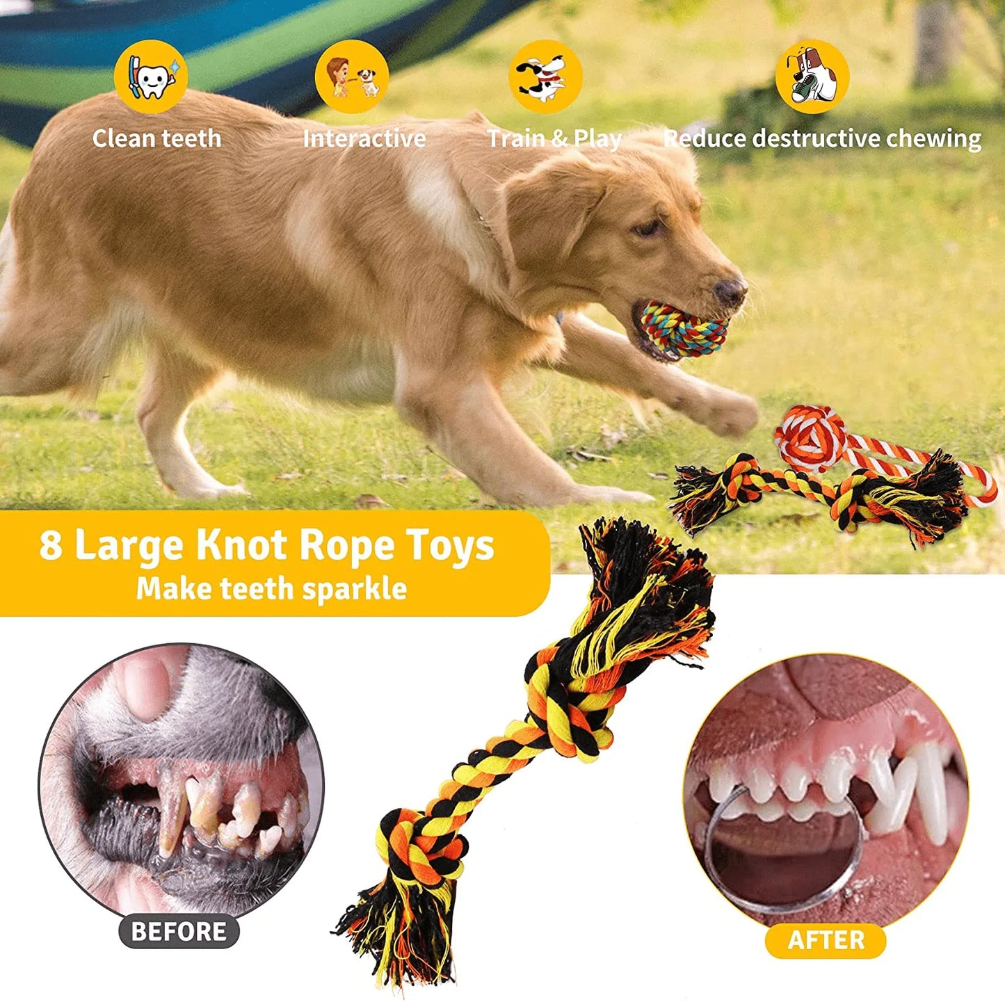 Zeaxuie Luxury Tough Dogs Toys for Aggressive Chewers -12 Pack Valued Dog Toys for Small,Medium Breed & Large Breed with Interactive Dog Rope Toys, Squeaky Dog Chew Toys for Teething Animals & Pet Supplies > Pet Supplies > Dog Supplies > Dog Toys Zeaxuie   