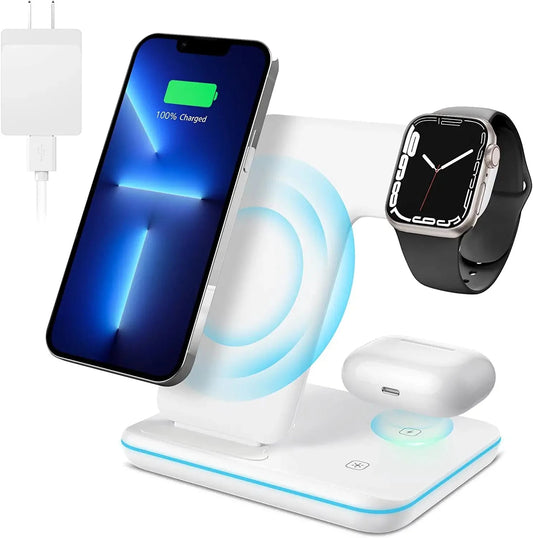 ZEBRE Wireless Charger, 3 in 1 Qi-Certified 15W Wireless Charging Dock Compatible with Apple Watch 7 6 5 4 3 2 SE, Airpods 3/Pro, Stand Compatible with Iphone 13/13 Pro/12/11 XS/XR/X S10 S9 S8, White Electronics > GPS Accessories > GPS Cases Zebre White  