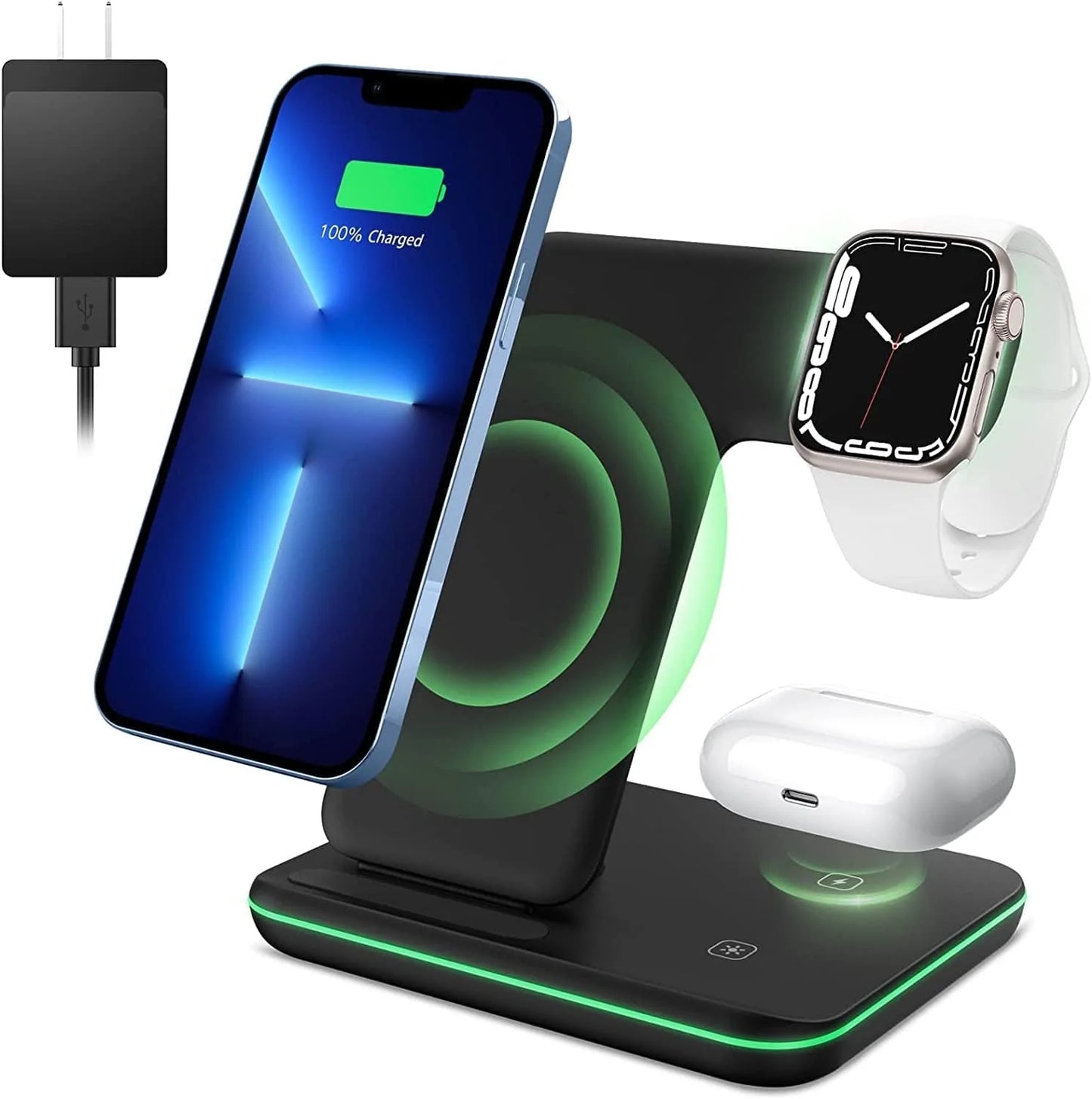 ZEBRE Wireless Charger, 3 in 1 Qi-Certified 15W Wireless Charging Dock Compatible with Apple Watch 7 6 5 4 3 2 SE, Airpods 3/Pro, Stand Compatible with Iphone 13/13 Pro/12/11 XS/XR/X S10 S9 S8, White Electronics > GPS Accessories > GPS Cases Zebre Black  