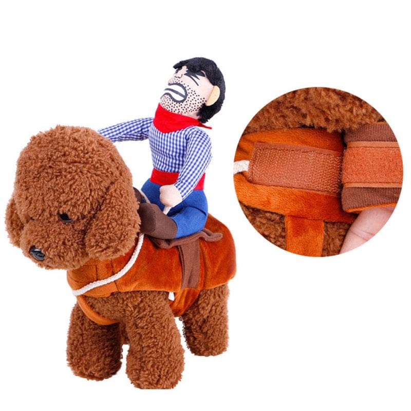 ZEDWELL 2019 New Riding Horse Dog Costume with Cowboy Hat Dog Pet Cat Funny Golden Retriever Halloween Party Custome Clothes Animals & Pet Supplies > Pet Supplies > Cat Supplies > Cat Apparel ZEDWELL   