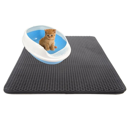 ZEDWELL Cat Litter Mat Litter Trapping Mat, 15.7 X 19.6 Inch Honeycomb Double Layer Design Waterproof Urine Proof Trapper Mat for Litter Boxes, Large Size Easy Clean Scatter Control