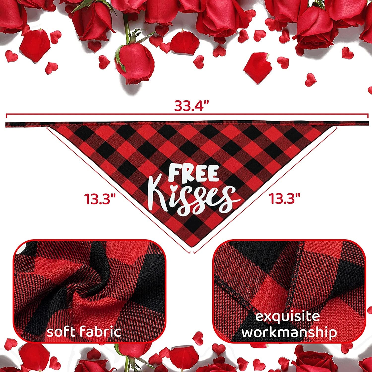 ZEEMIAS Valentine'S Day Dog Costume Set - Red Cute Plaid Dog Bandana & Bow Tie Bling Dog Headband & Plush Heart Dog Toy for Holiday, Party, Valentines Day Accessories Animals & Pet Supplies > Pet Supplies > Dog Supplies > Dog Apparel ZEEMIAS   