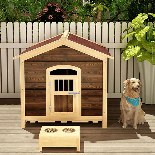 ZEIYUQI Dog Houses for Large Dogs outside Weatherproof with Door Wooden Dog Kennel Carbonization Not Rot Stable and Durable Animals & Pet Supplies > Pet Supplies > Dog Supplies > Dog Houses ZEIYUQI Red Medium 