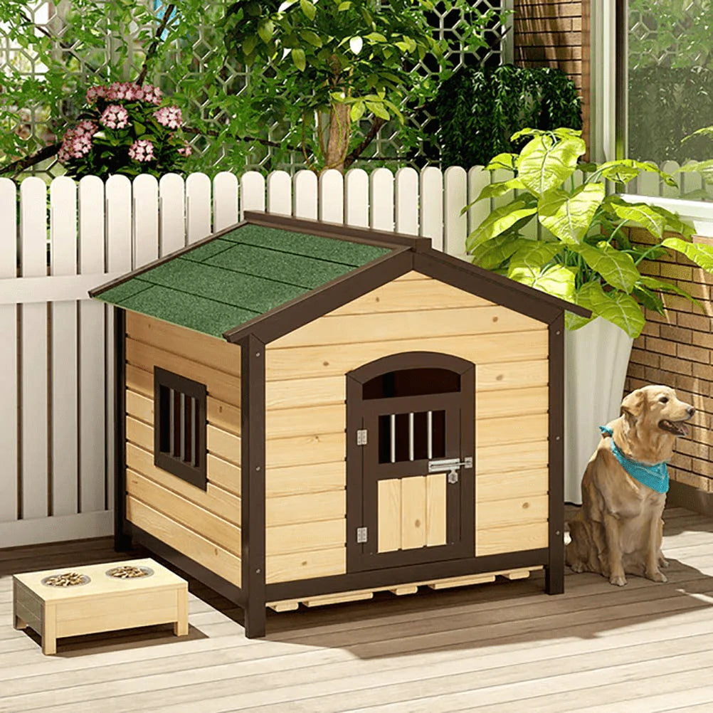 ZEIYUQI Dog Houses for Large Dogs outside Weatherproof with Door Wooden Dog Kennel Carbonization Not Rot Stable and Durable Animals & Pet Supplies > Pet Supplies > Dog Supplies > Dog Houses ZEIYUQI Green Medium 