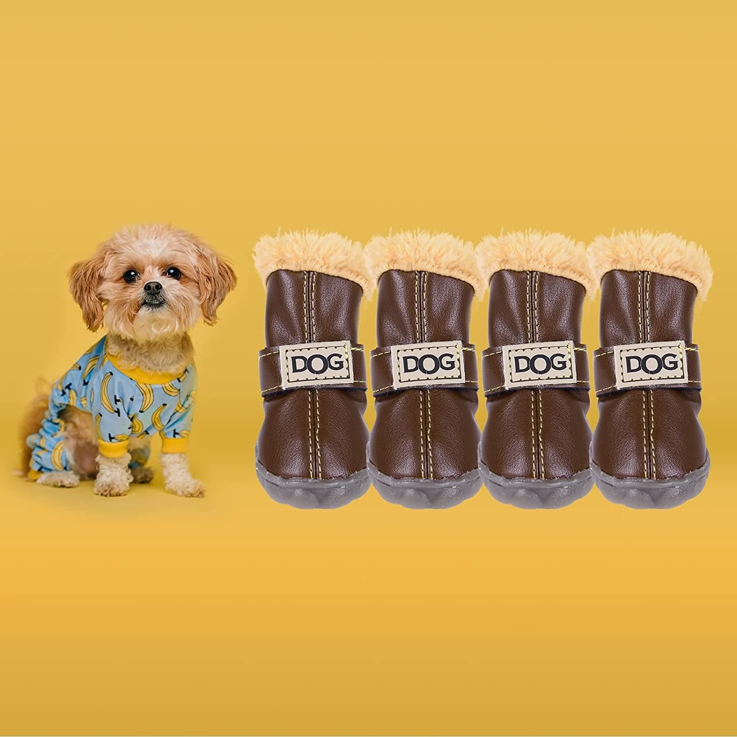 ZEKOO Dog Shoes for Winter Snow Dog Boots anti Slip Waterproof Paw Protectors for Small Dogs Puppy Booties Soft Rubber Sole Sneaker(Size 3, Brown) Animals & Pet Supplies > Pet Supplies > Dog Supplies > Dog Apparel ZEKOO   