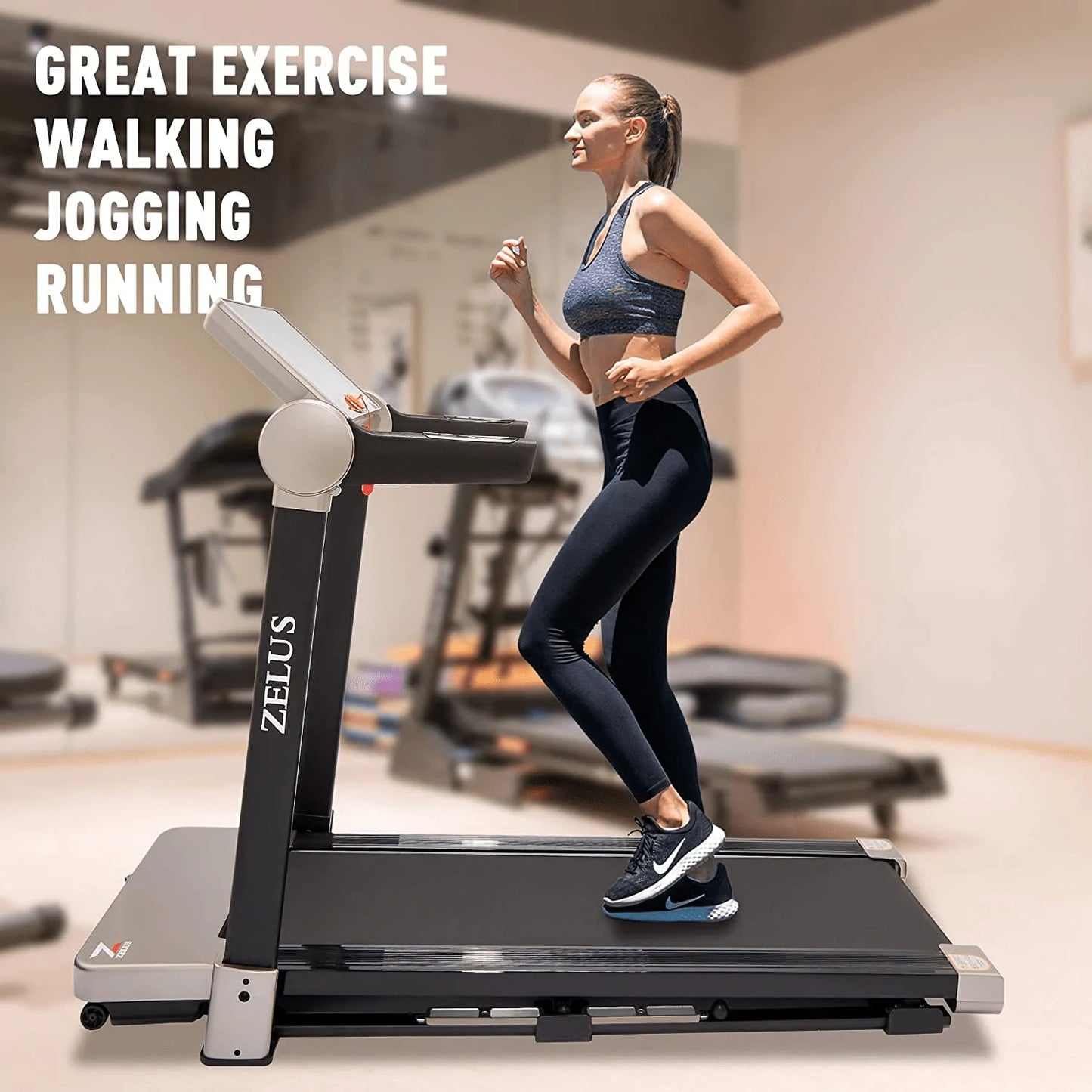 ZELUS 3HP Folding Treadmill for Home or Office | Home Gym Exercise Equipment up to 7.5Mph Cardio Training with Free Sports App, Bluetooth Speaker, Heart Rate Monitor, Magnetic Shock Absorption Animals & Pet Supplies > Pet Supplies > Dog Supplies > Dog Treadmills Z ZELUS   
