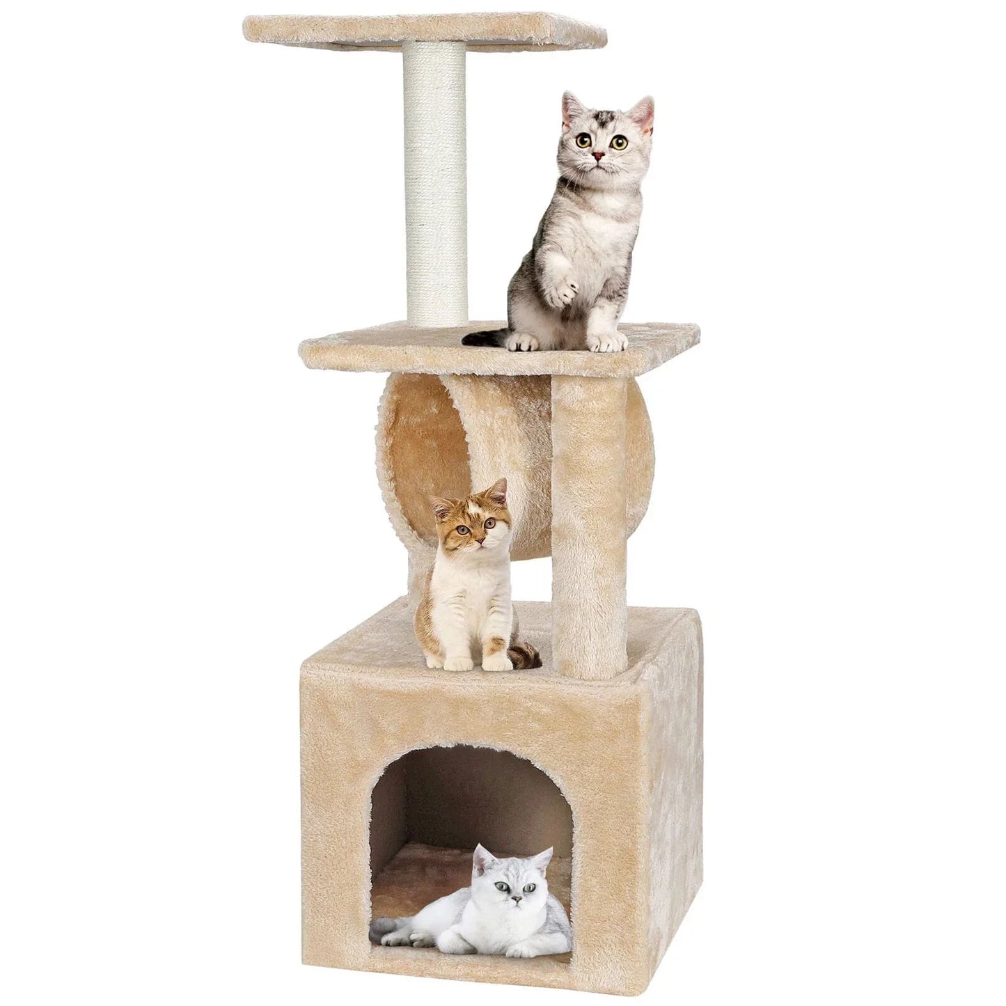 Zenstyle 36" Cat Tree Activity Climber Tower with Plush Perch and Sisal Post for Kittens, Pet Kitty Play House Furniture