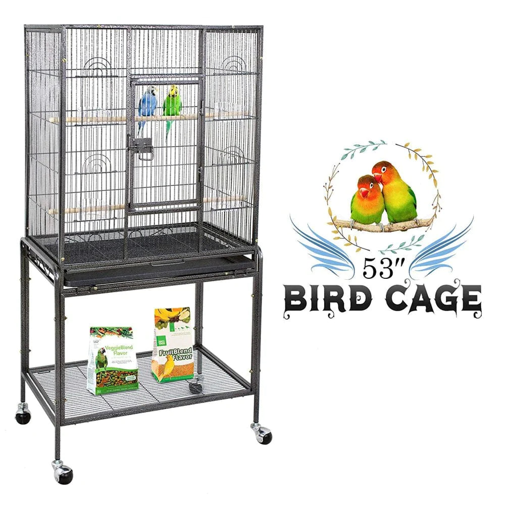 ZENSTYLE 53" Bird Cage with Stand Wrought Iron Frame Birdcage Animals & Pet Supplies > Pet Supplies > Bird Supplies > Bird Cages & Stands ZenStyle   