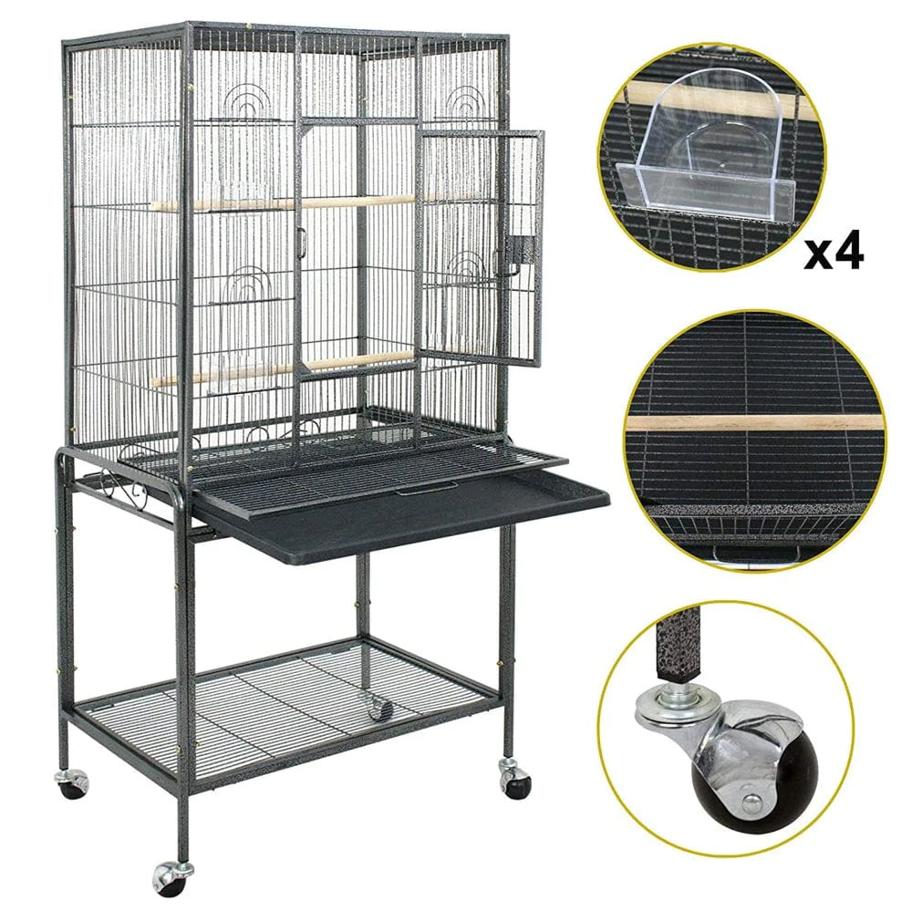 ZENSTYLE 53" Bird Cage with Stand Wrought Iron Frame Birdcage Animals & Pet Supplies > Pet Supplies > Bird Supplies > Bird Cages & Stands ZenStyle   