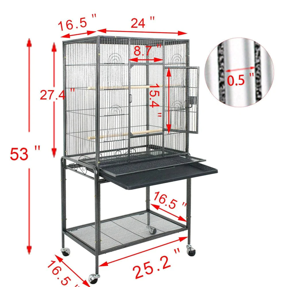 ZENSTYLE 53" Bird Cage with Stand Wrought Iron Frame Birdcage Animals & Pet Supplies > Pet Supplies > Bird Supplies > Bird Cages & Stands ZenStyle   