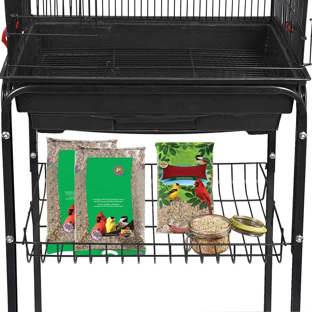 ZENSTYLE 59.3'' Bird Cage with Rolling Stand Wrought Iron Birdcage Medium Pet House Animals & Pet Supplies > Pet Supplies > Bird Supplies > Bird Cages & Stands ZenStyle   