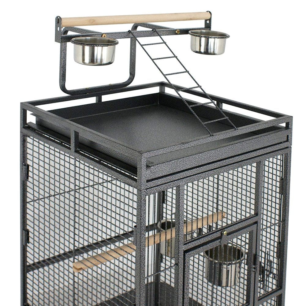 Zenstyle 61'' Large Bird Cage with Rolling Stand Parrot Chinchilla Finch Cage Macaw Conure Cockatiel Cockatoo Pet House Wrought Iron Birdcage, Black Animals & Pet Supplies > Pet Supplies > Bird Supplies > Bird Cages & Stands ZenStyle   