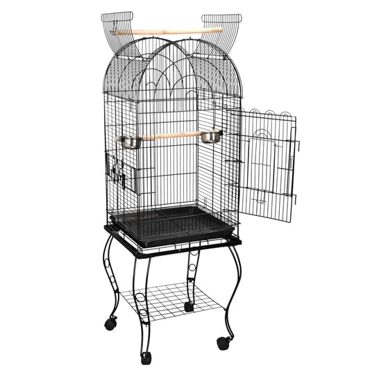 ZENSTYLE 63.9" Rolling Bird Cage Detachable Stand Cockatiel Canary Medium Pet House Animals & Pet Supplies > Pet Supplies > Bird Supplies > Bird Cages & Stands ZenStyle   