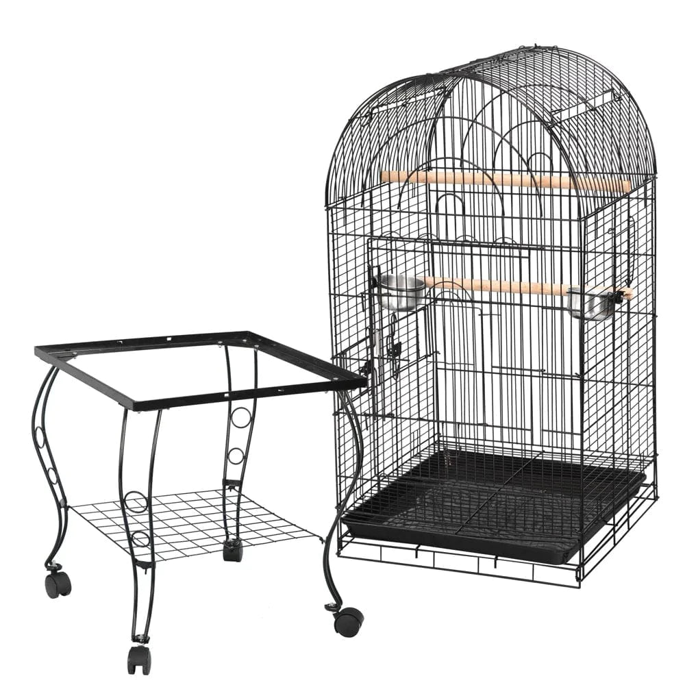 ZENSTYLE 63.9" Rolling Bird Cage Detachable Stand Cockatiel Canary Medium Pet House Animals & Pet Supplies > Pet Supplies > Bird Supplies > Bird Cages & Stands ZenStyle   