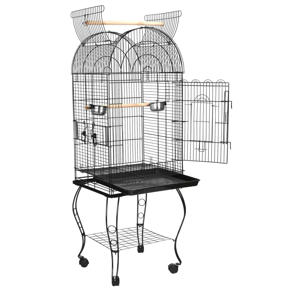 ZENSTYLE 63.9" Rolling Bird Cage Detachable Stand Cockatiel Canary Medium Pet House Animals & Pet Supplies > Pet Supplies > Bird Supplies > Bird Cages & Stands ZenStyle   