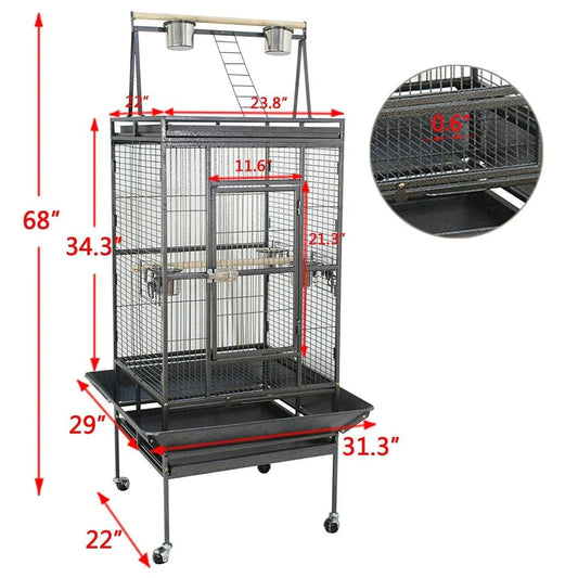 ZENSTYLE 68"H Large Spacious Bird Cage with Rolling Stand Metal Frame Animals & Pet Supplies > Pet Supplies > Bird Supplies > Bird Cages & Stands ZenStyle   