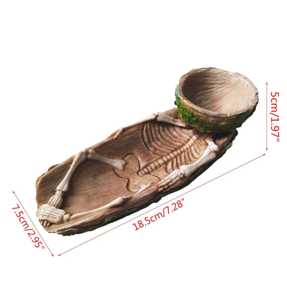 ZENTREE Skeleton Reptile Food Bowl Amphibian Pet Bearded Dragon Cage Rock Decoration Water Injection Humidification Function Animals & Pet Supplies > Pet Supplies > Reptile & Amphibian Supplies > Reptile & Amphibian Food ZENTREE   