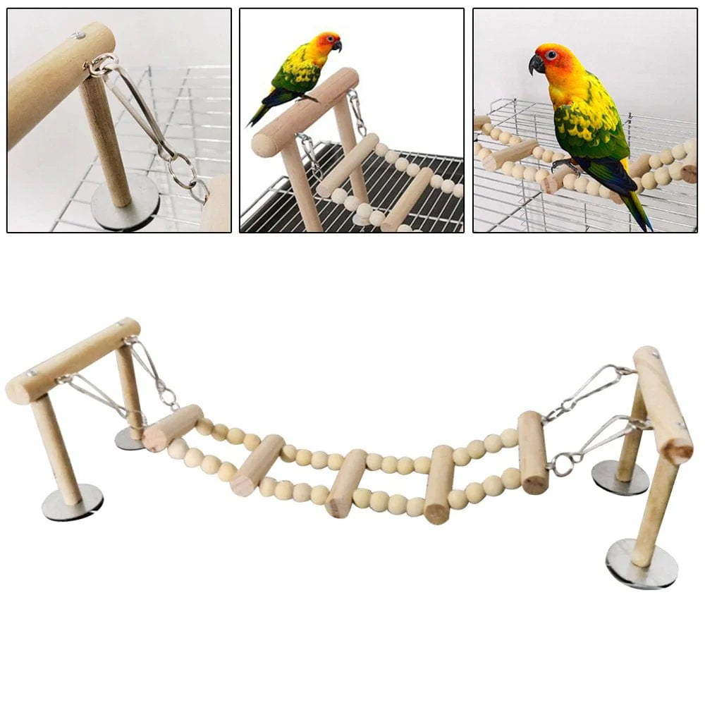 ZENTREE Wooden Bird Perches Stand Toys Parrot Swing Climbing Ladder Parakeet Cockatiel Lovebirds Finches Play Playground Animals & Pet Supplies > Pet Supplies > Bird Supplies > Bird Ladders & Perches ZENTREE   