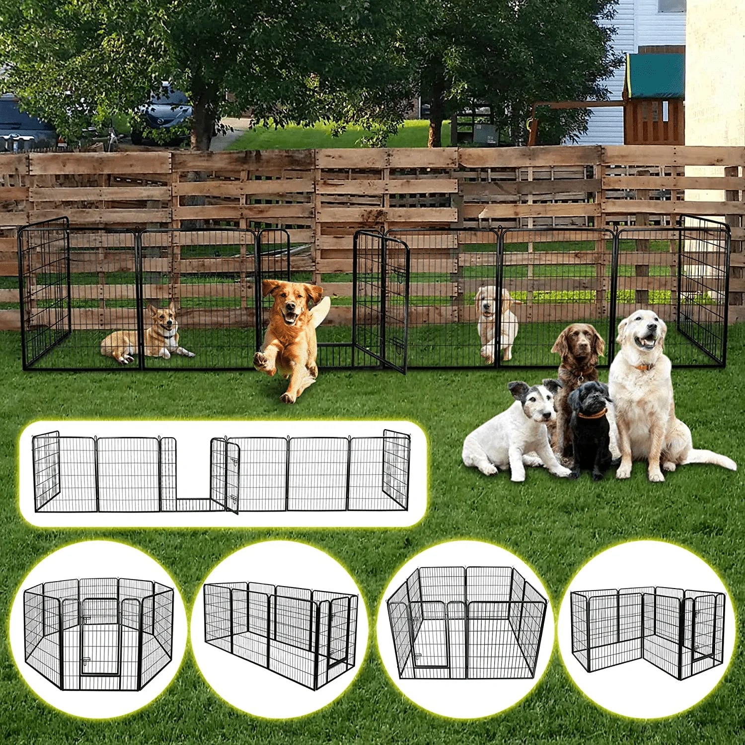 ZENY 24/40Inch Dog Pen Foldable Metal 8/16 Panels Exercise Pen Pet Playpen Puppy Cat Exercise Fence Barrier Playpen Kennel