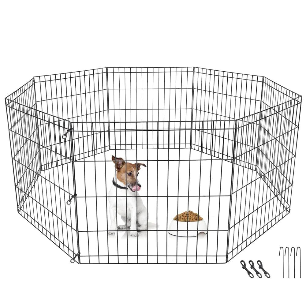 ZENY 24'' Foldable Metal Exercised Dog Pet Playpen Fence Barrier - 8 Panels Animals & Pet Supplies > Pet Supplies > Dog Supplies > Dog Kennels & Runs Segawe   