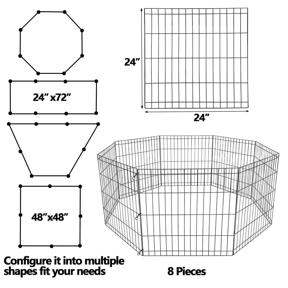 ZENY 24'' Foldable Metal Exercised Dog Pet Playpen Fence Barrier - 8 Panels Animals & Pet Supplies > Pet Supplies > Dog Supplies > Dog Kennels & Runs Segawe   