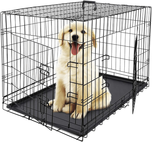 ZENY 30 Inch/ 36 Inch/42 Inch Dog Crate Double Door Folding Metal Dog or Pet Crate Kennel with Tray and Handle Animals & Pet Supplies > Pet Supplies > Dog Supplies > Dog Kennels & Runs ZENY 36''  