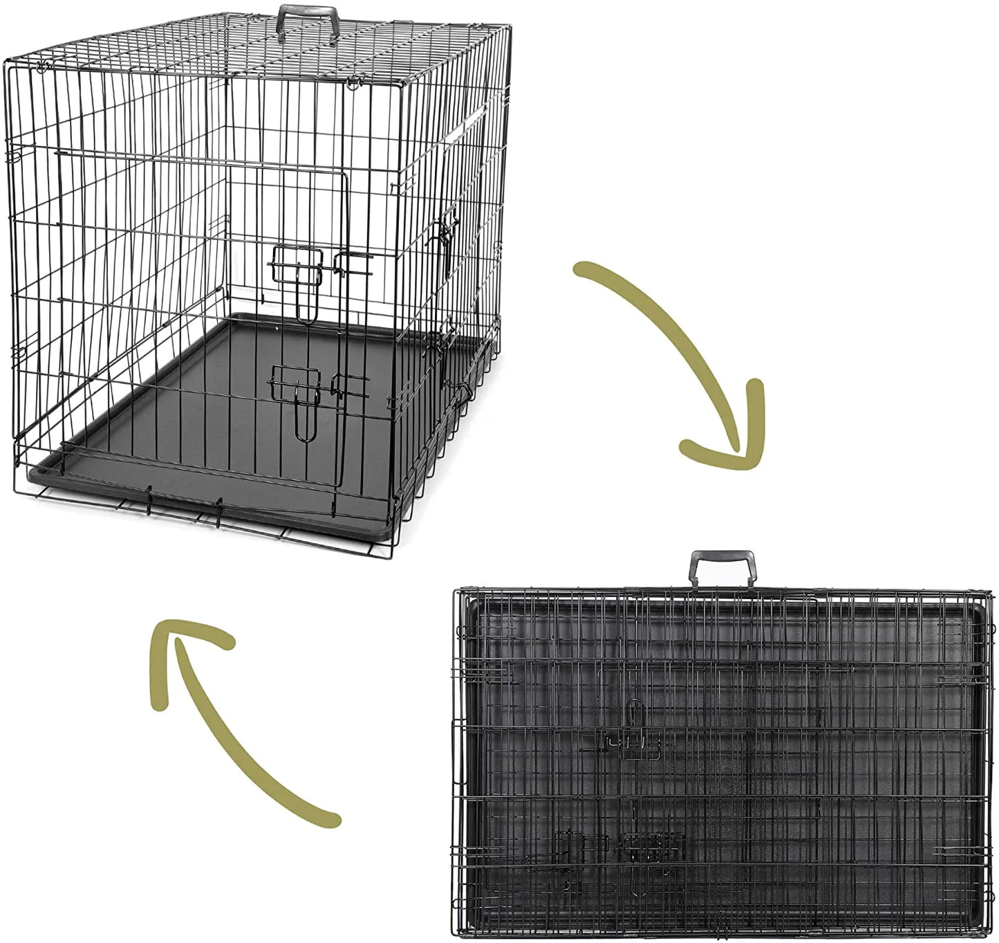 ZENY 30 Inch/ 36 Inch/42 Inch Dog Crate Double Door Folding Metal Dog or Pet Crate Kennel with Tray and Handle