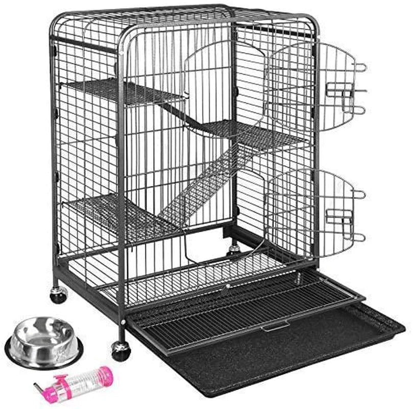 ZENY 37" Ferret Cage Rabbit Guinea Pig Chinchilla Small Animal House 4 Levels (Black)