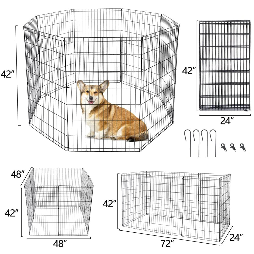 ZENY 42" Pet Dog Playpen 8 Panel Folding Metal Exercise Puppy Cat Fence Barrier Animals & Pet Supplies > Pet Supplies > Dog Supplies > Dog Kennels & Runs ZENY   