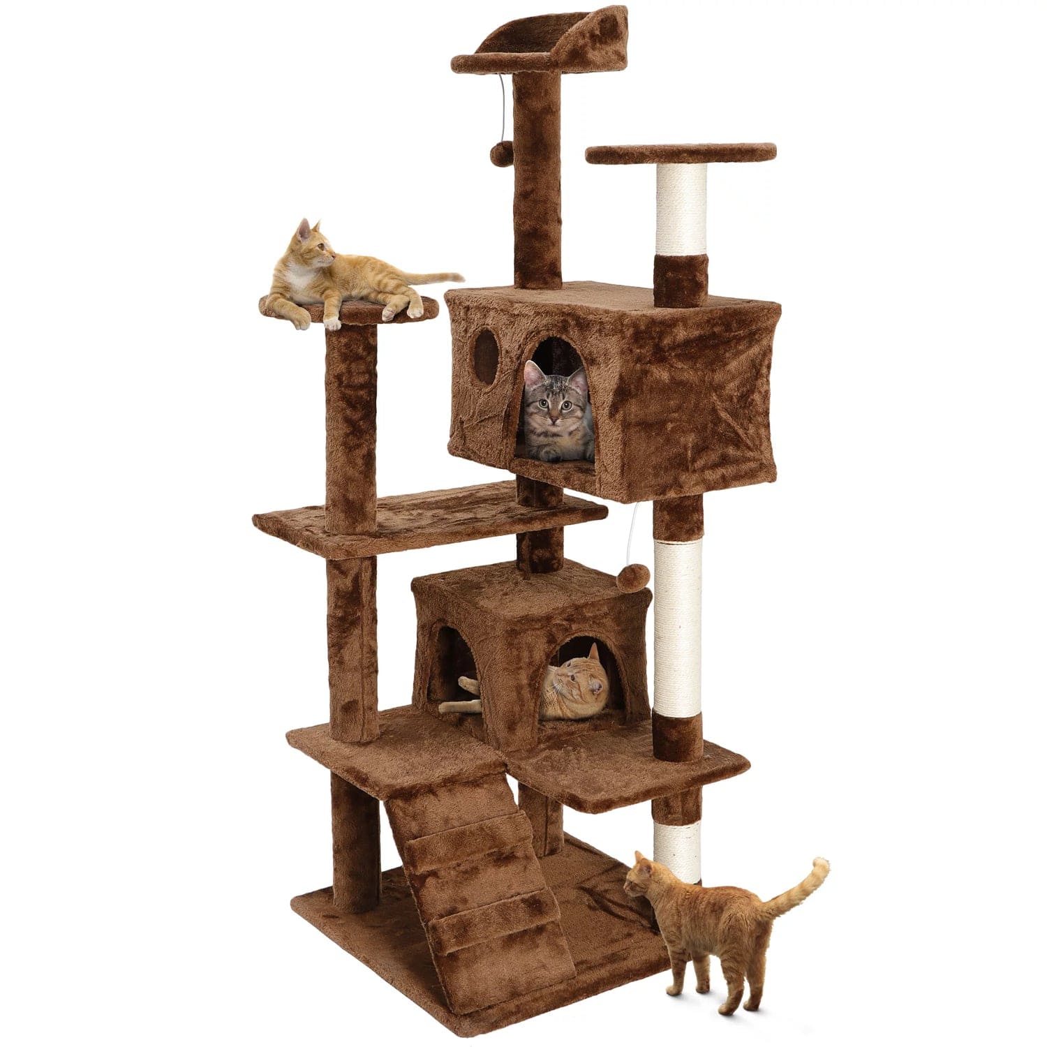 ZENY 53" Cat Tree Tower Stand House Furniture Scratching Posts Kitty Playhouse, Brown Animals & Pet Supplies > Pet Supplies > Cat Supplies > Cat Furniture ZENY   