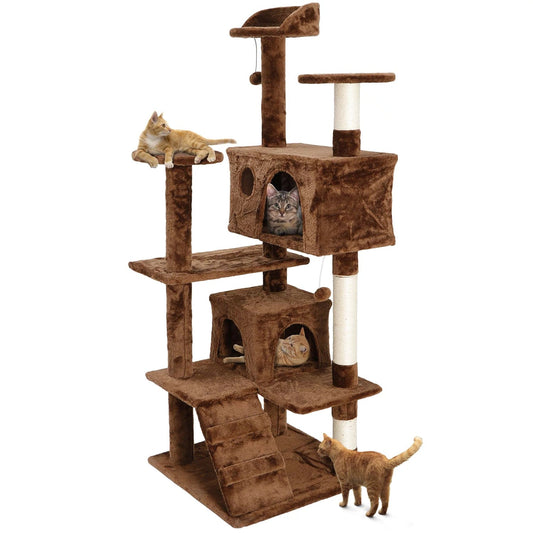 ZENY 53" Cat Tree Tower Stand House Furniture Scratching Posts Kitty Playhouse, Brown Animals & Pet Supplies > Pet Supplies > Cat Supplies > Cat Furniture ZENY   